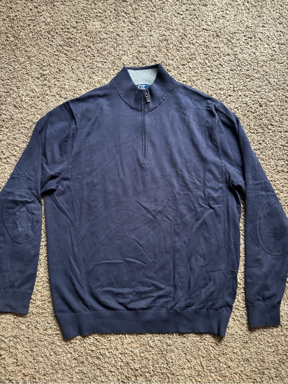 Cutter & Buck Men's Navy Quarter-Zip Sweater